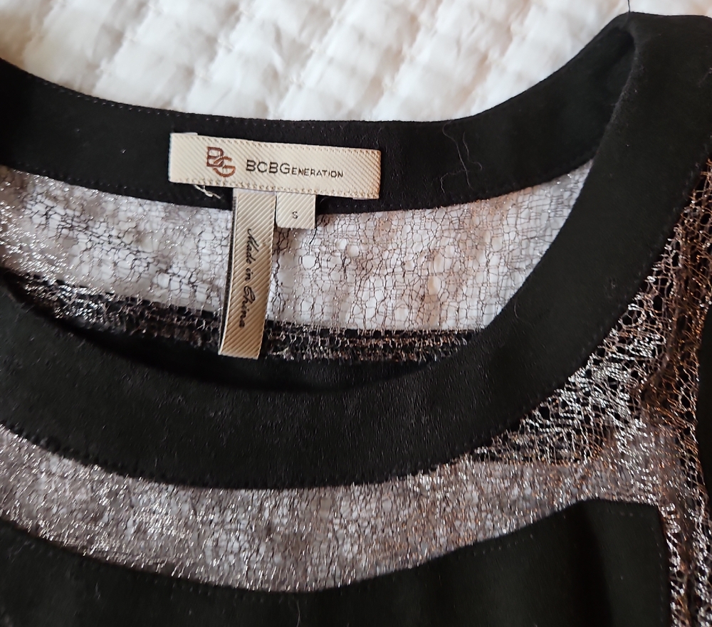 BCBGeneration Black and White Blouse with Scoop Neck